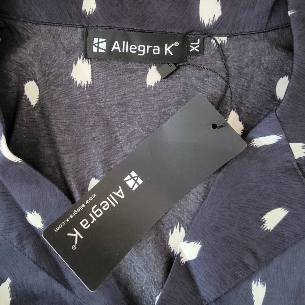 Allegra K Women's Satin Polka Dots Blouse Elegant Camp Collar Long Sleeve - Picture 11 of 15